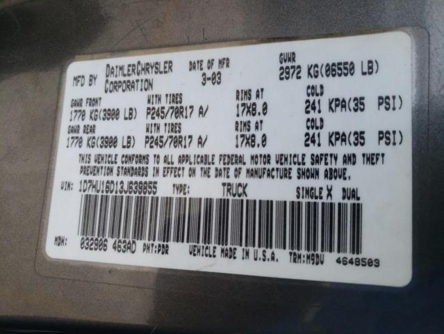 Photo 10 from auction – 2003 DODGE RAM 1500 C with VIN 1D7HU16D13J639855