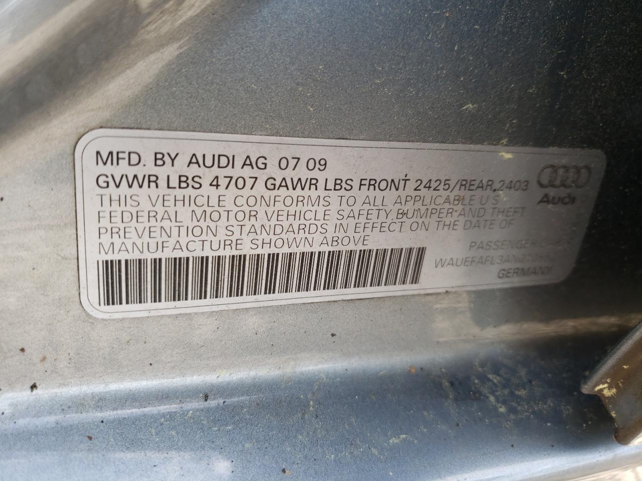 Photo 10 from auction – 2010 AUDI A4 PREMIUM with VIN WAUEFAFL3AN010552
