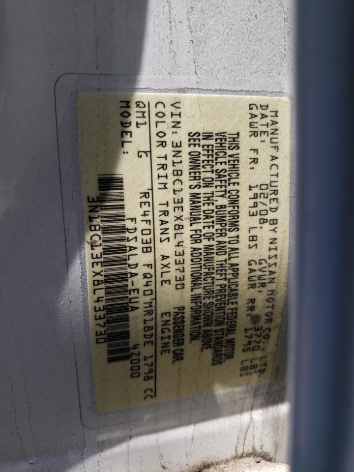 Photo 10 from auction – 2008 NISSAN VERSA S with VIN 3N1BC13EX8L433730