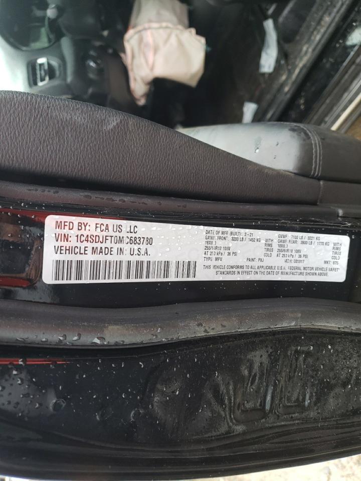 Photo 10 from auction – 2021 DODGE DURANGO PU with VIN 1C4SDJFT0MC683780