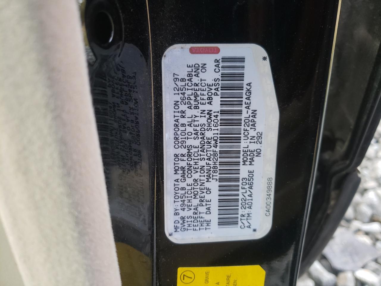 Photo 10 from auction – 1998 LEXUS LS 400 with VIN JT8BH28F4W0116041