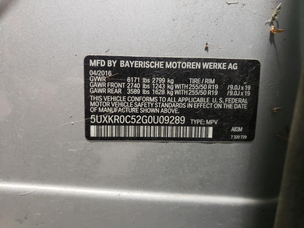 Photo 10 from auction – 2016 BMW X5 XDRIVE3 with VIN 5UXKR0C52G0U09289