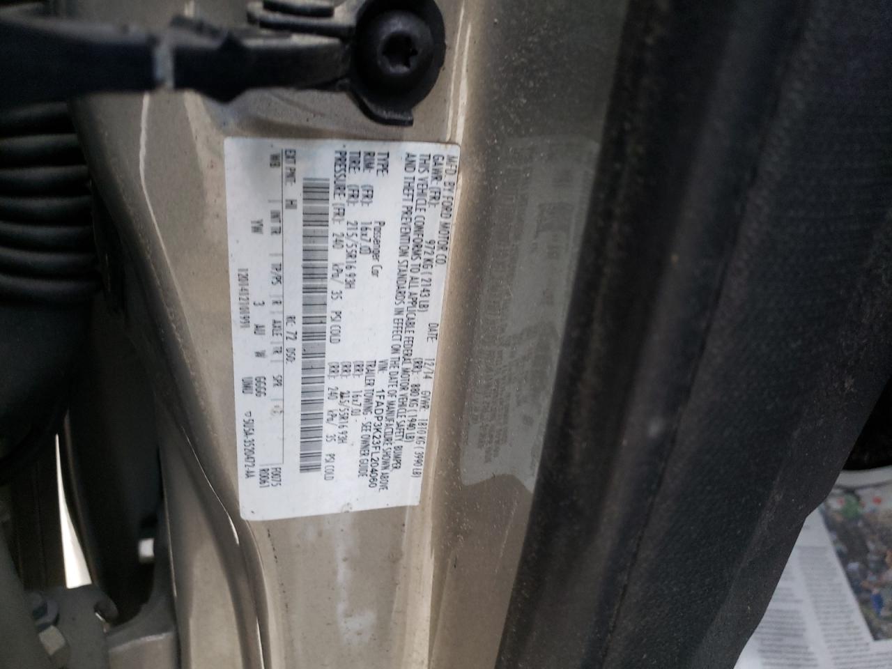 Photo 10 from auction – 2015 FORD FOCUS SE with VIN 1FADP3K23FL204060