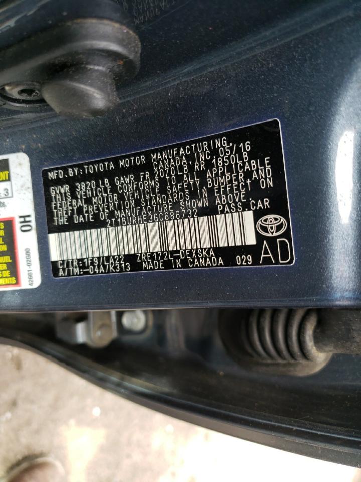 Photo 10 from auction – 2016 TOYOTA COROLLA L with VIN 2T1BURHE3GC686732