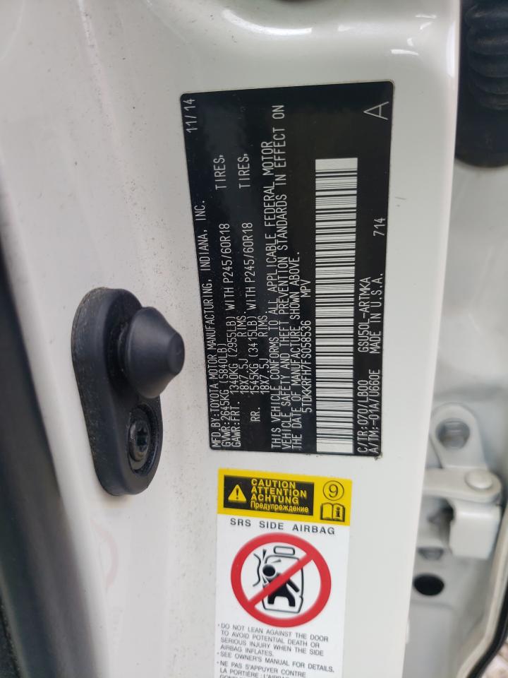 Photo 10 from auction – 2015 TOYOTA HIGHLANDER with VIN 5TDKKRFH7FS058536