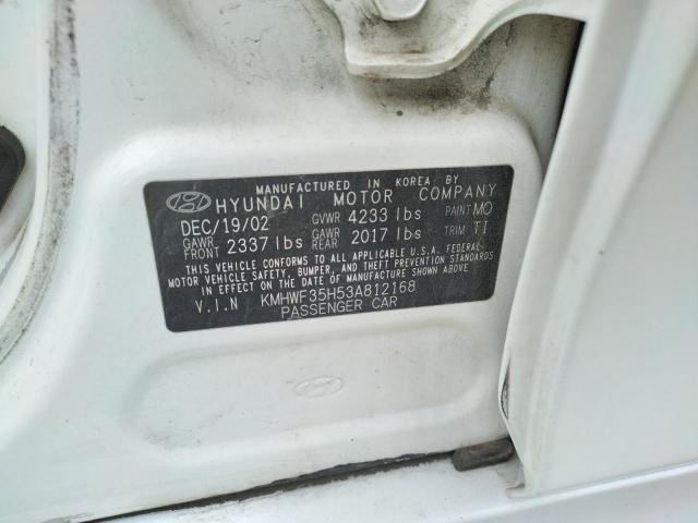 Photo 10 from auction – 2003 HYUNDAI SONATA GLS with VIN KMHWF35H53A812168