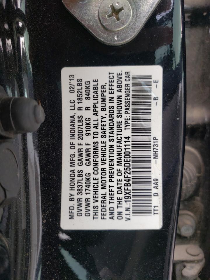 Photo 10 from auction – 2013 HONDA CIVIC HYBR with VIN 19XFB4F25DE001114