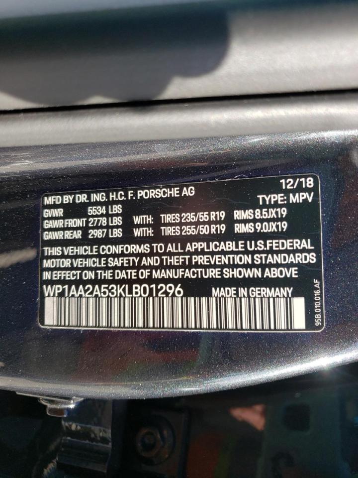 Photo 10 from auction – 2019 PORSCHE MACAN with VIN WP1AA2A53KLB01296