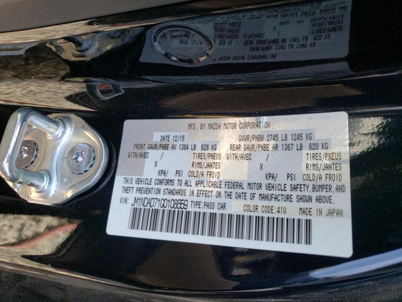 Photo 10 from auction – 2016 MAZDA MX-5 MIATA with VIN JM1NDAD71G0108659