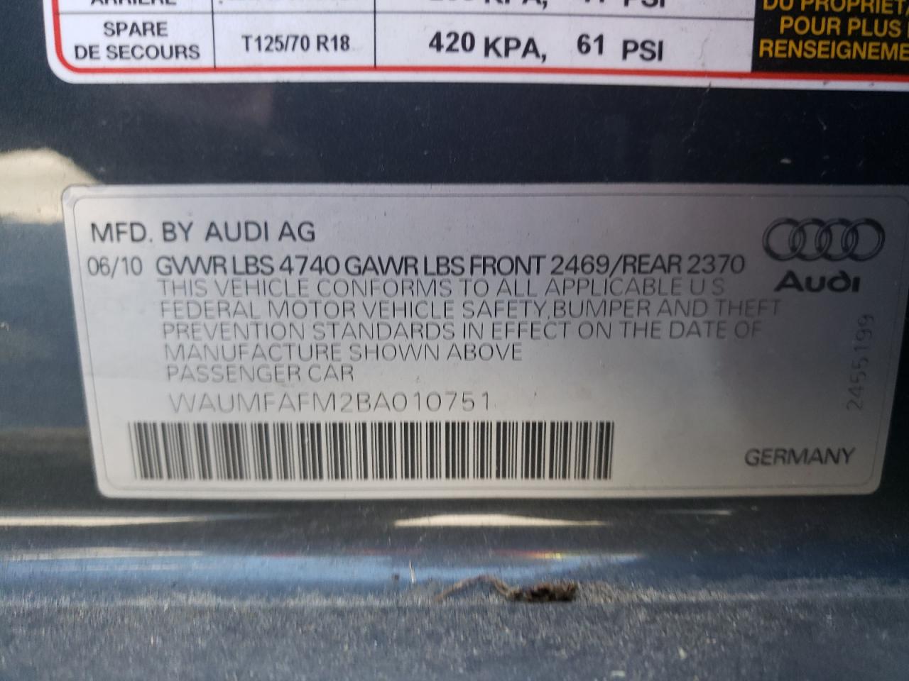 Photo 10 from auction – 2011 AUDI A3 PREMIUM with VIN WAUMFAFM2BA010751