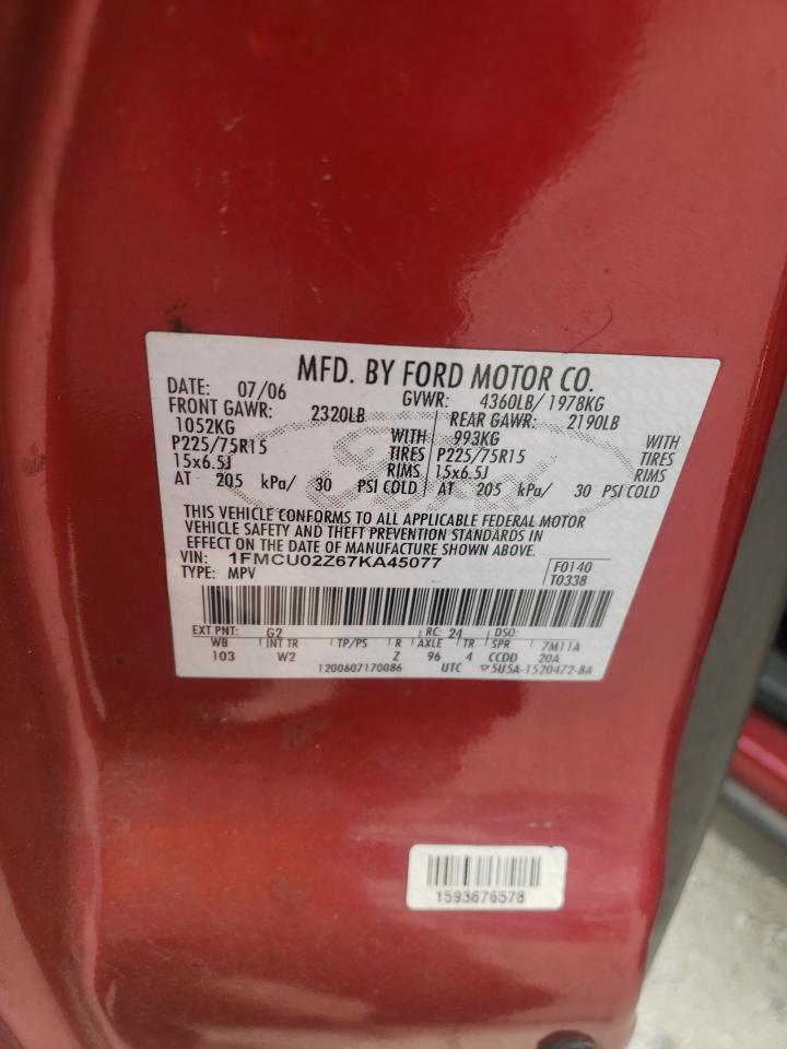Photo 10 from auction – 2007 FORD ESCAPE XLS with VIN 1FMCU02Z67KA45077
