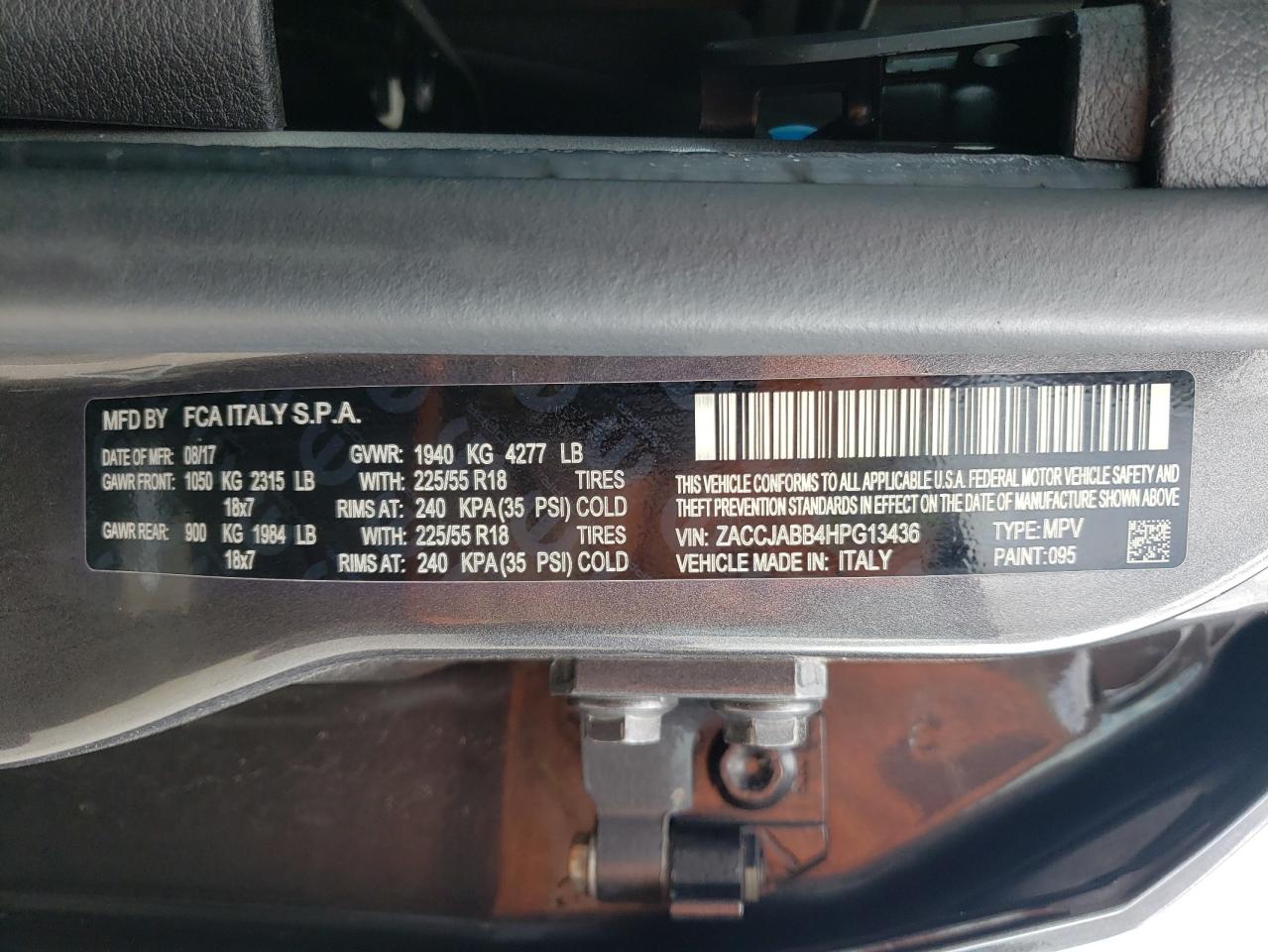 Photo 10 from auction – 2017 JEEP RENEGADE L with VIN ZACCJABB4HPG13436