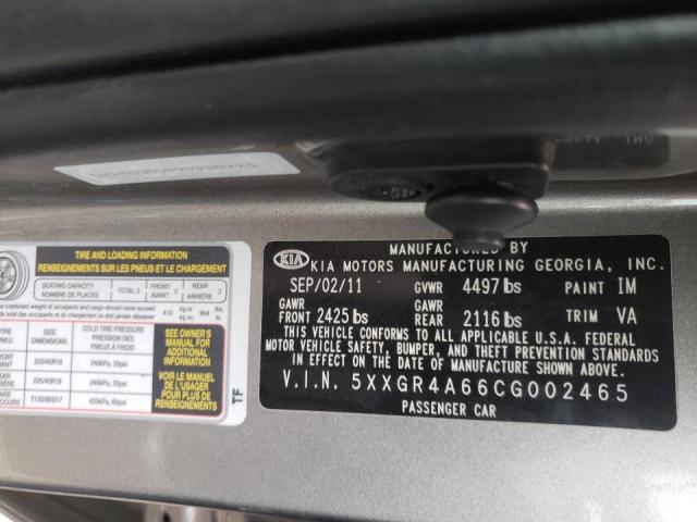 Photo 10 from auction – 2012 KIA OPTIMA SX with VIN 5XXGR4A66CG002465