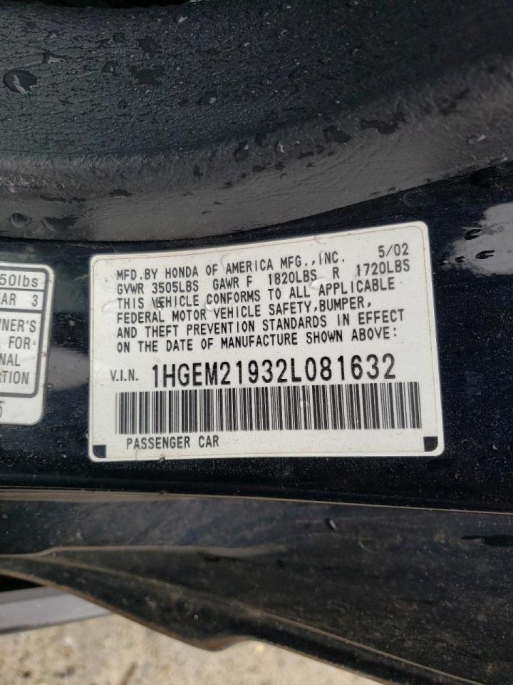 Photo 10 from auction – 2002 HONDA CIVIC EX with VIN 1HGEM21932L081632