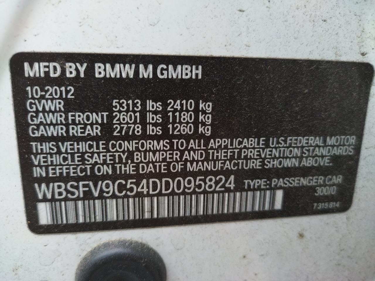 Photo 10 from auction – 2013 BMW M5 with VIN WBSFV9C54DD095824