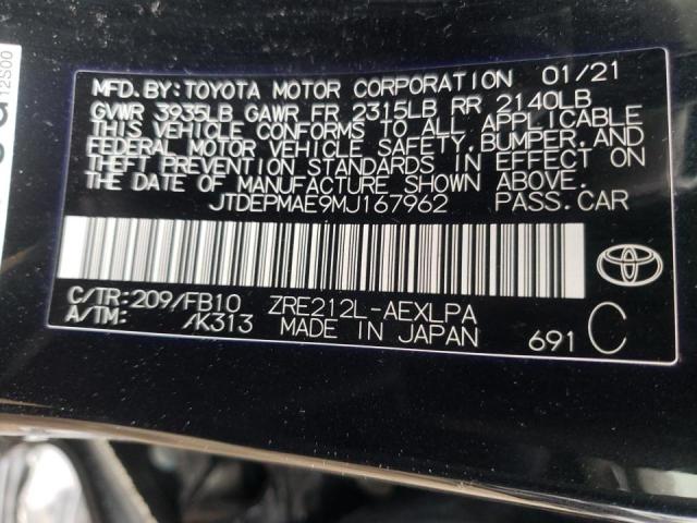 Photo 10 from auction – 2021 TOYOTA COROLLA LE with VIN JTDEPMAE9MJ167962
