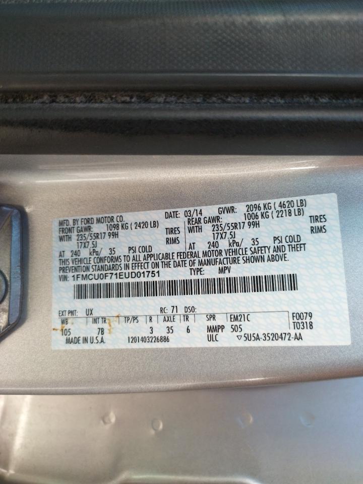 Photo 10 from auction – 2014 FORD ESCAPE S with VIN 1FMCU0F71EUD01751