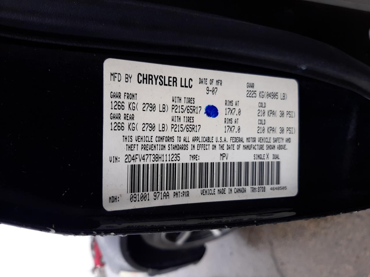 Photo 10 from auction – 2008 DODGE MAGNUM with VIN 2D4FV47T38H111235