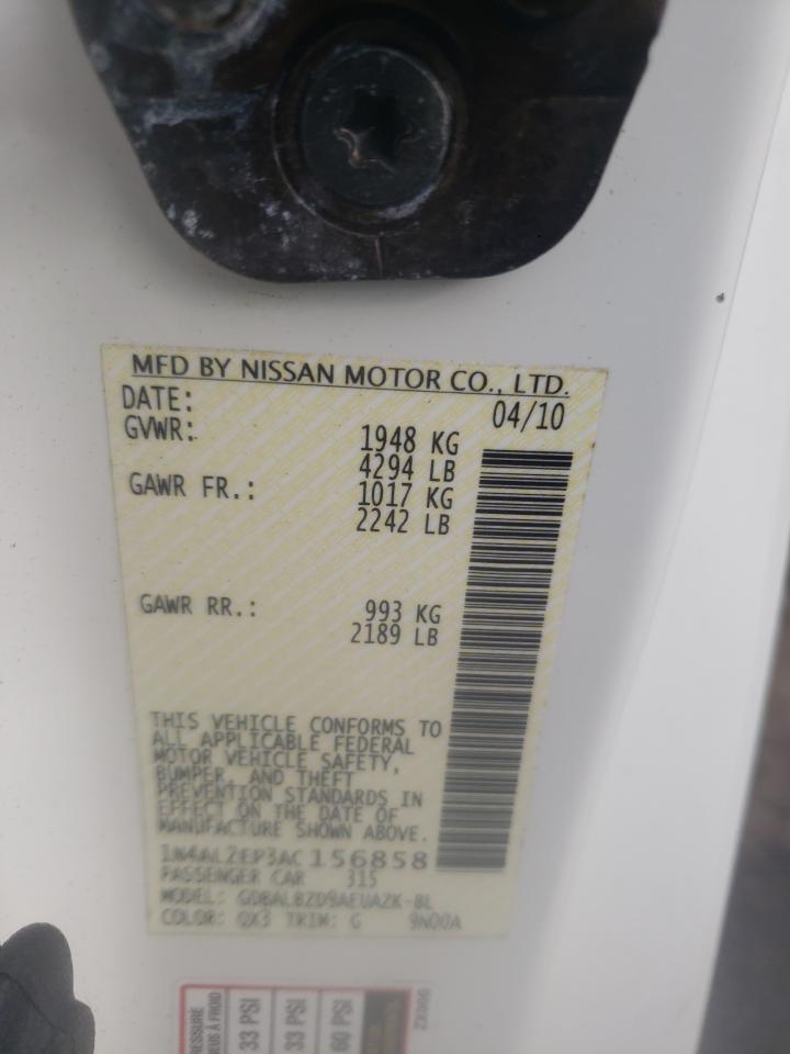 Photo 10 from auction – 2010 NISSAN ALTIMA S with VIN 1N4AL2EP3AC156858