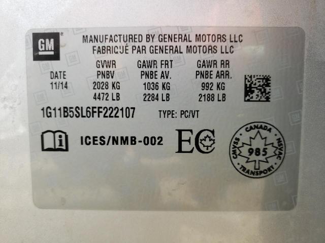 Photo 10 from auction – 2015 CHEVROLET MALIBU LS with VIN 1G11B5SL6FF222107