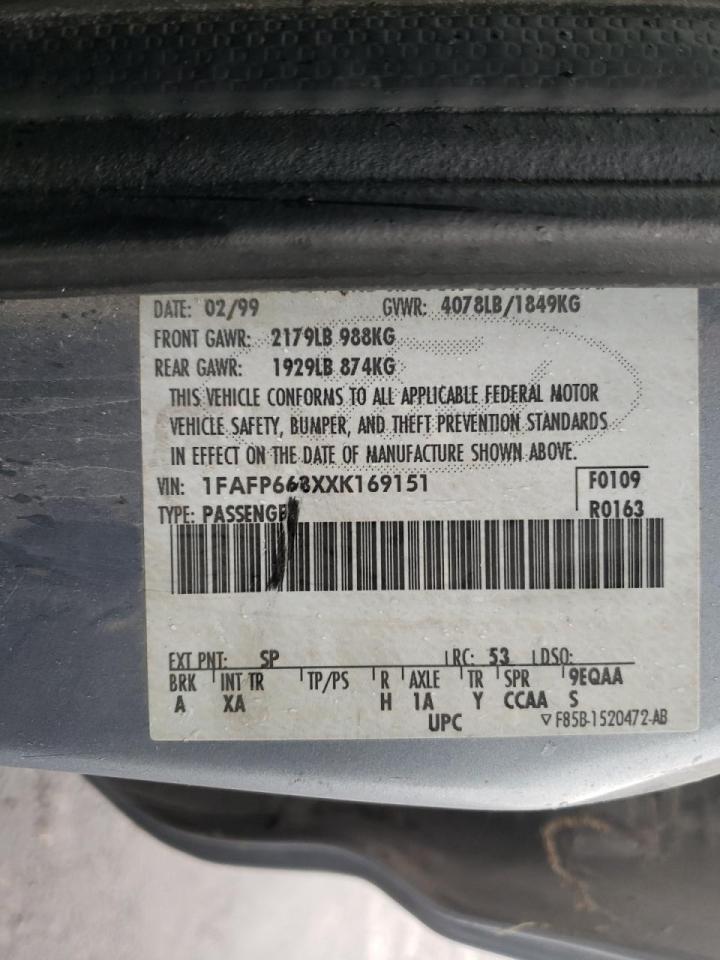 Photo 10 from auction – 1999 FORD CONTOUR SE with VIN 1FAFP663XXK169151