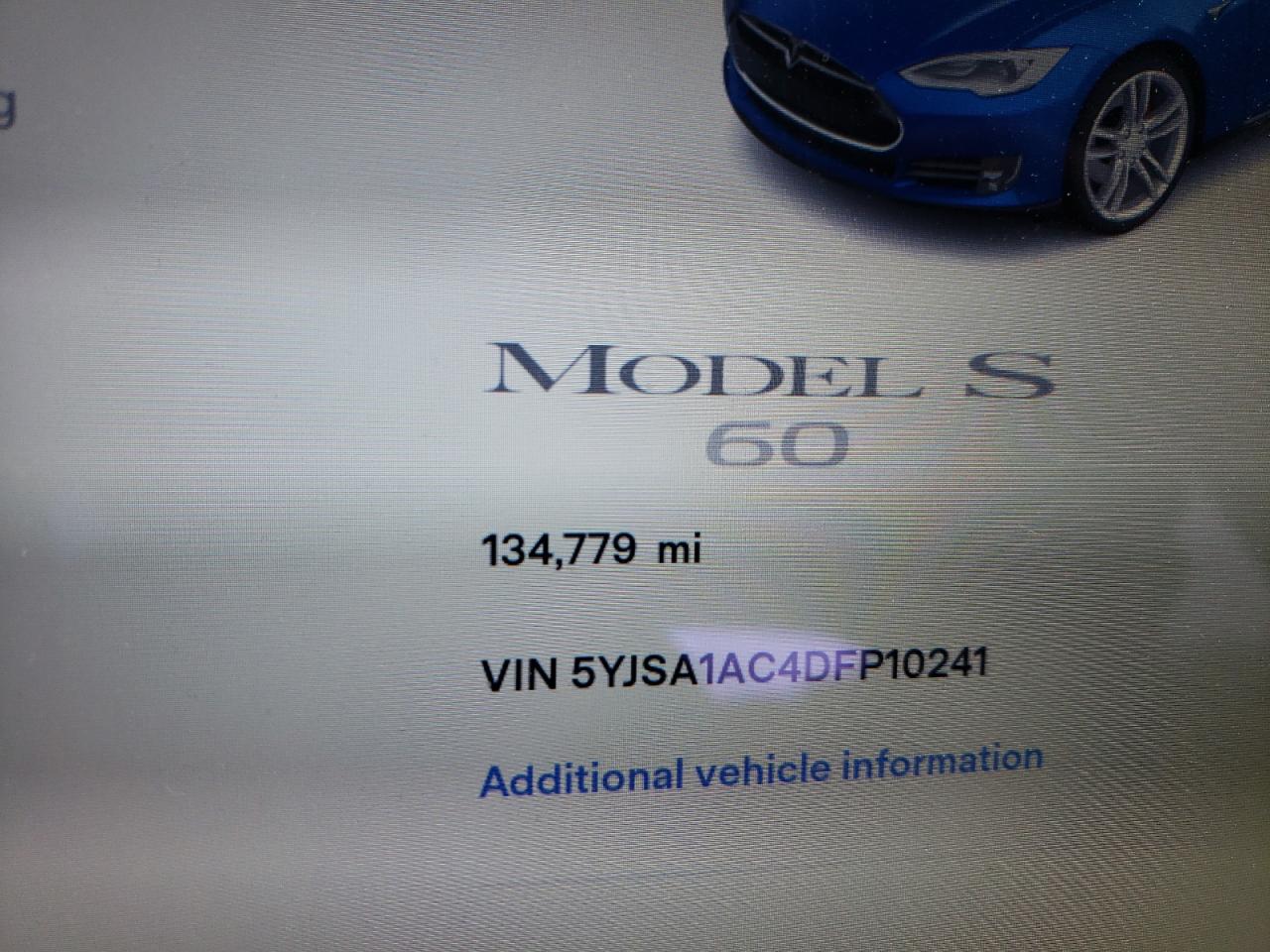 Photo 8 from auction – 2013 TESLA MODEL S with VIN 5YJSA1AC4DFP10241