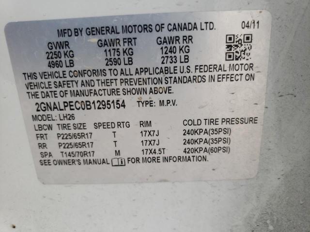 Photo 10 from auction – 2011 CHEVROLET EQUINOX LT with VIN 2GNALPEC0B1295154