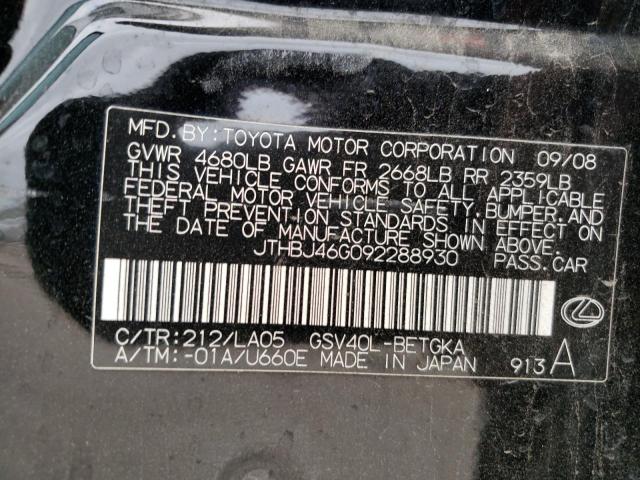 Photo 10 from auction – 2009 LEXUS ES 350 with VIN JTHBJ46G092288930