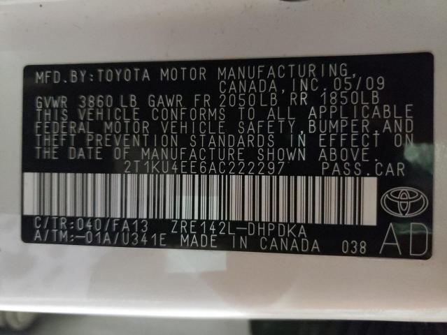 Photo 10 from auction – 2010 TOYOTA COROLLA MA with VIN 2T1KU4EE6AC222297