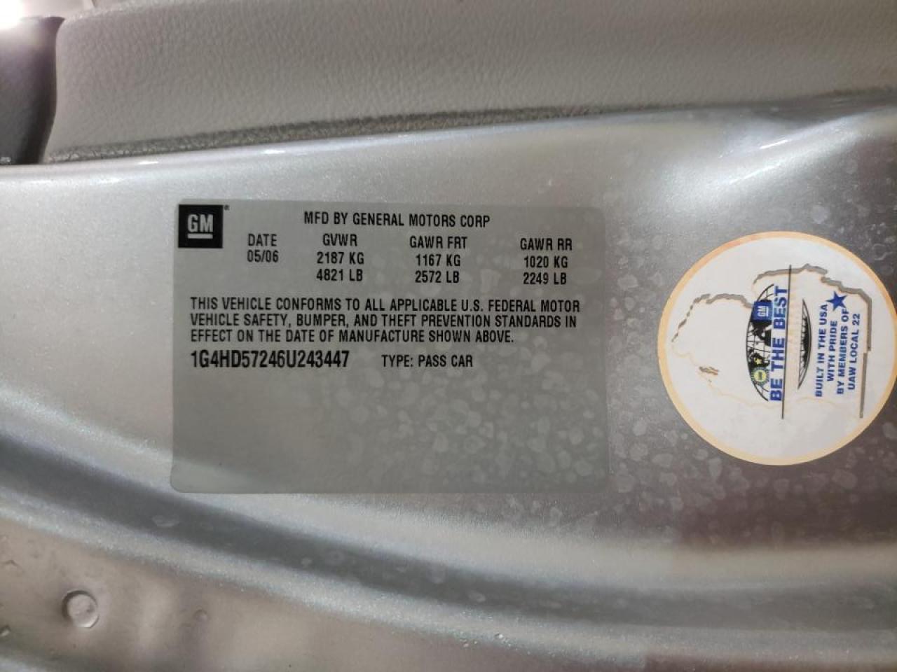 صورة رقم 10 من المزاد - 2006 BUICK LUCERNE CX مع VIN 1G4HD57246U243447