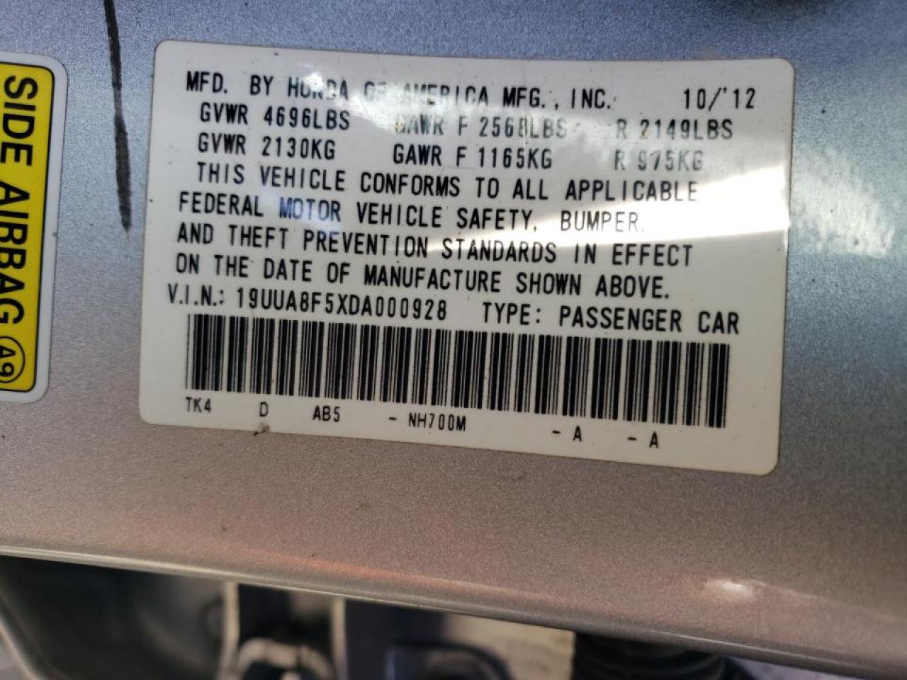 Photo 20 from auction – 2013 ACURA TL TECH with VIN 19UUA8F5XDA000928