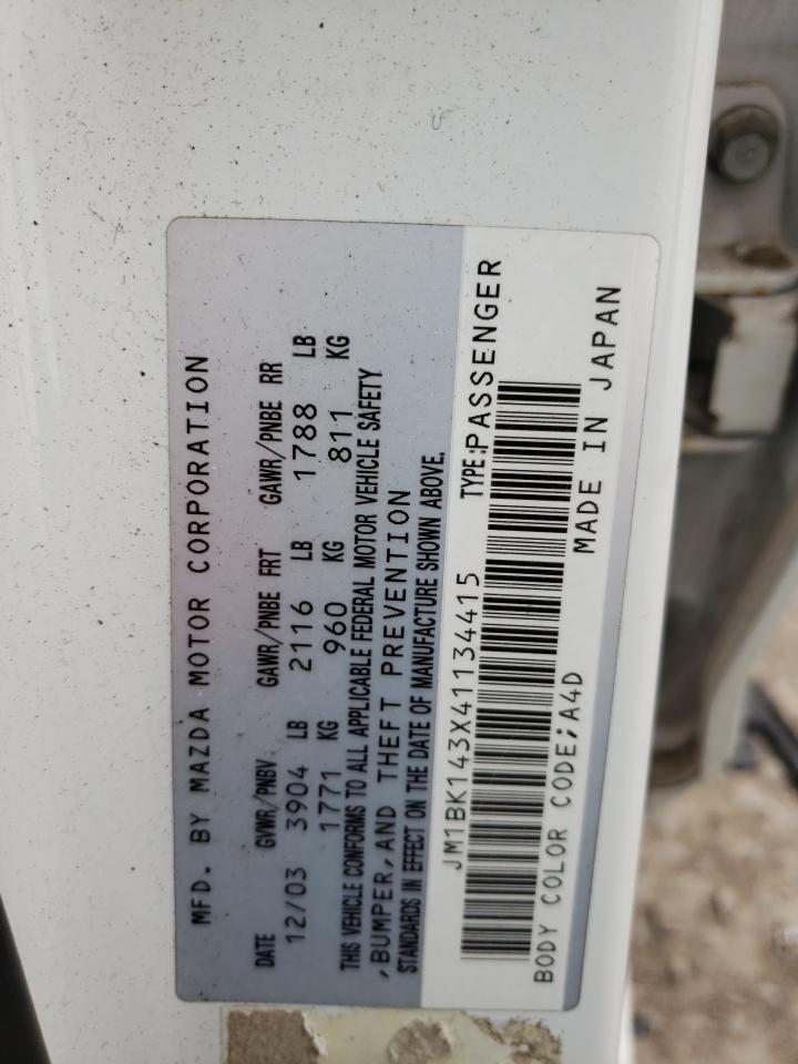 Photo 10 from auction – 2004 MAZDA 3 HATCHBAC with VIN JM1BK143X41134415