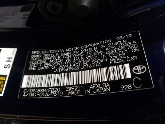 Photo 10 from auction – 2020 TOYOTA COROLLA LE with VIN JTDEBRBE2LJ016714