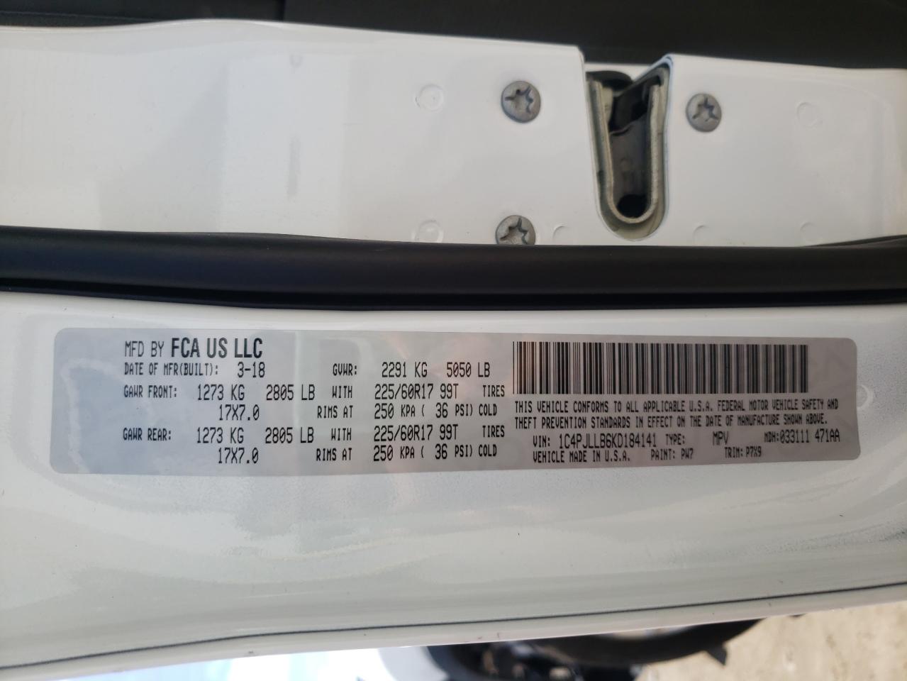 Photo 10 from auction – 2019 JEEP CHEROKEE L with VIN 1C4PJLLB6KD184141