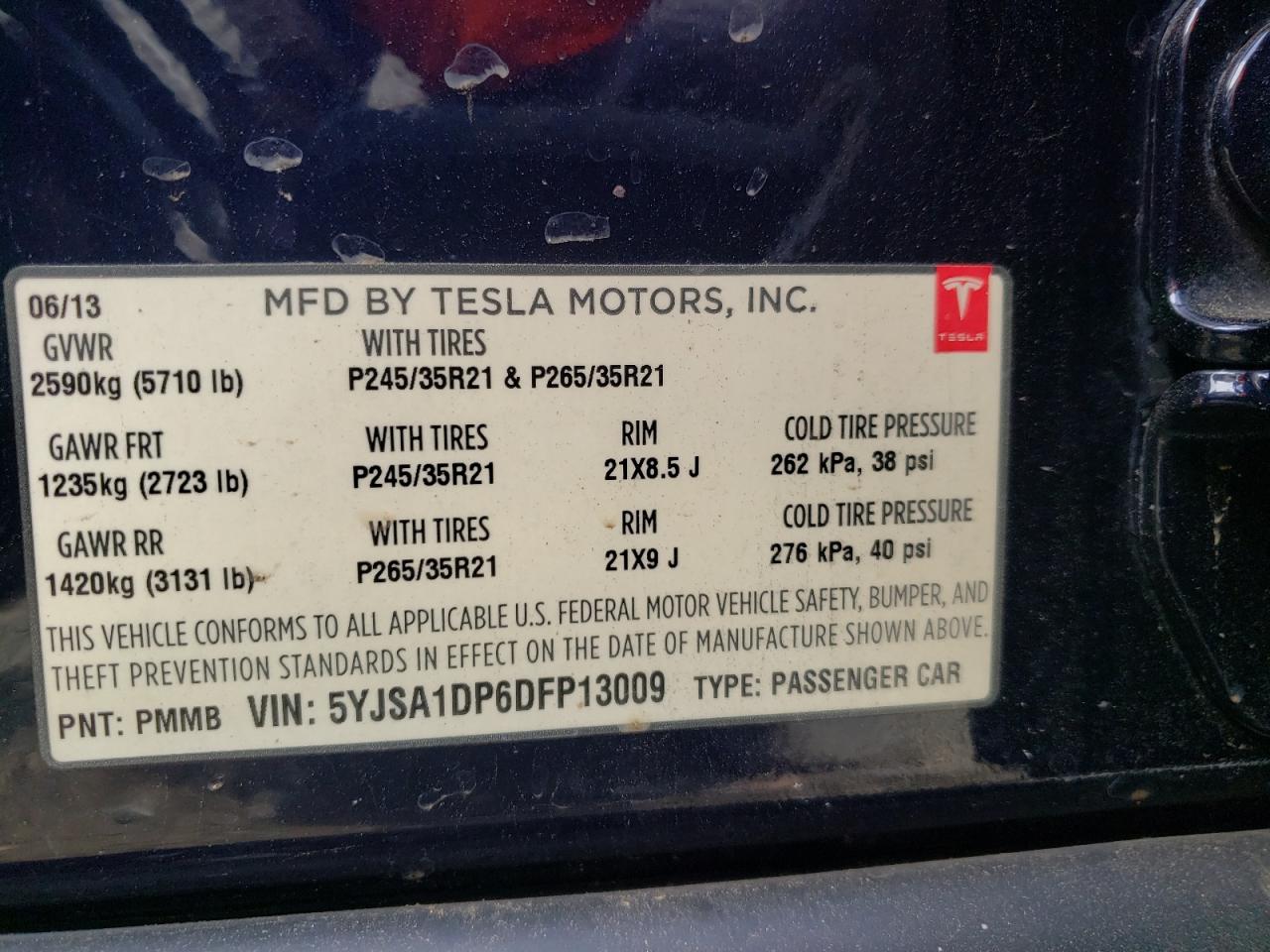 Photo 10 from auction – 2013 TSMR MODEL S with VIN 5YJSA1DP6DFP13009