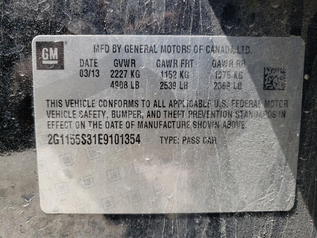 Photo 10 from auction – 2014 CHEVROLET IMPALA LTZ with VIN 2G1155S31E9101354