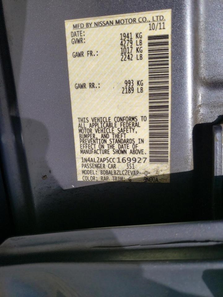 Photo 10 from auction – 2012 NISSAN ALTIMA BAS with VIN 1N4AL2AP5CC169927