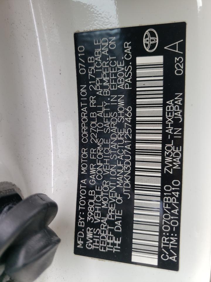 Photo 10 from auction – 2010 TOYOTA PRIUS with VIN JTDKN3DU7A1257466
