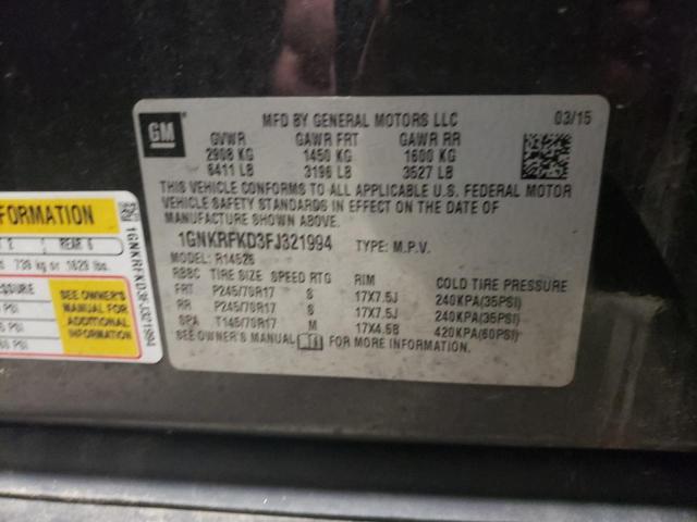 Photo 10 from auction – 2015 CHEVROLET TRAVERSE L with VIN 1GNKRFKD3FJ321994