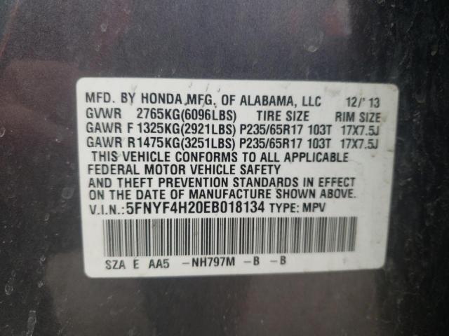 Photo 10 from auction – 2014 HONDA PILOT LX with VIN 5FNYF4H20EB018134