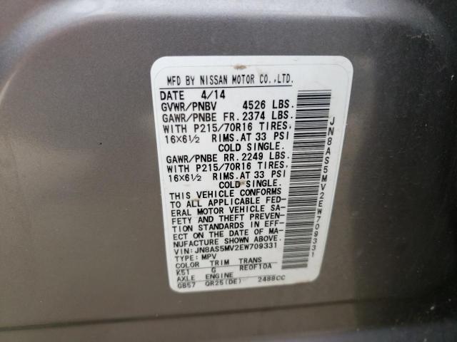 Photo 10 from auction – 2014 NISSAN ROGUE SELE with VIN JN8AS5MV2EW709331
