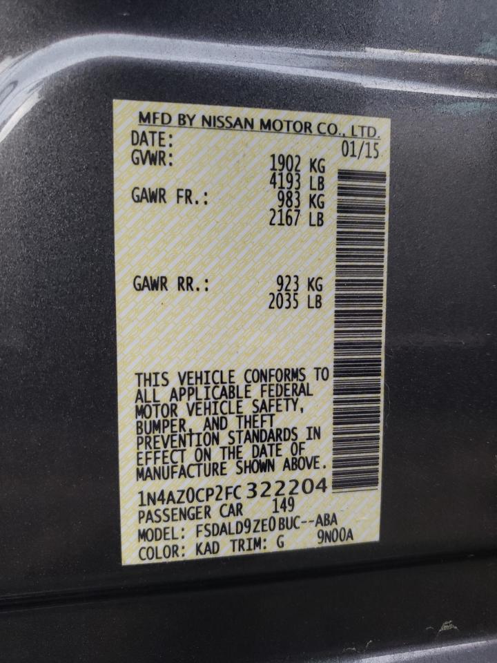 Photo 10 from auction – 2015 NISSAN LEAF S with VIN 1N4AZ0CP2FC322204