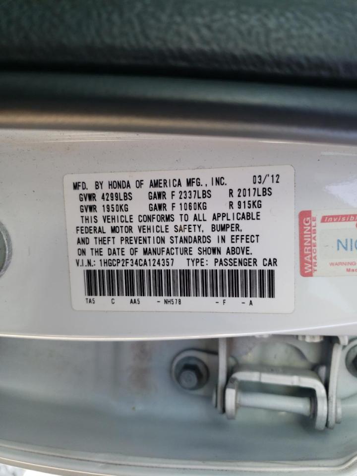 Photo 10 from auction – 2012 HONDA ACCORD LX with VIN 1HGCP2F34CA124357