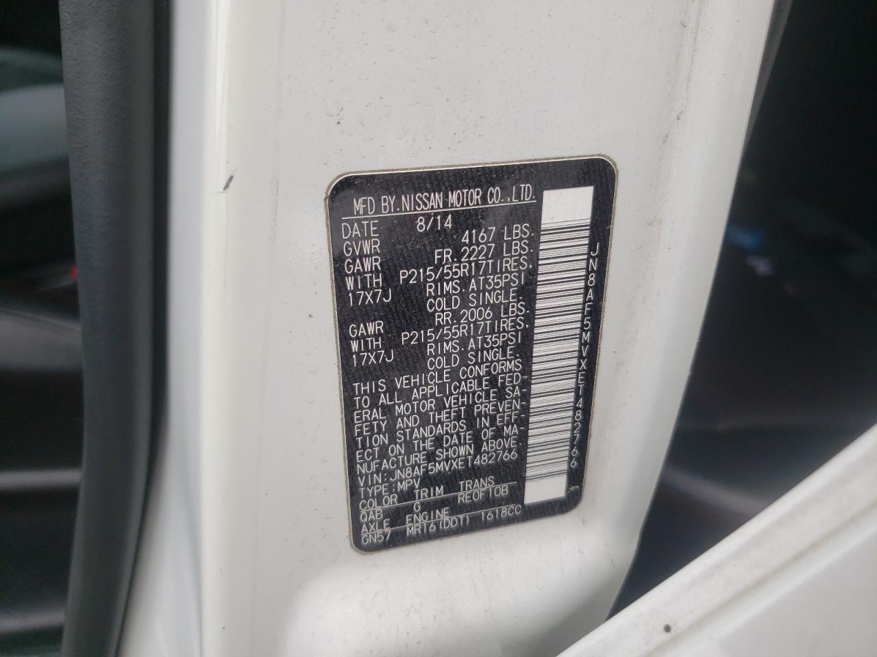 Photo 10 from auction – 2014 NISSAN JUKE S with VIN JN8AF5MVXET482766