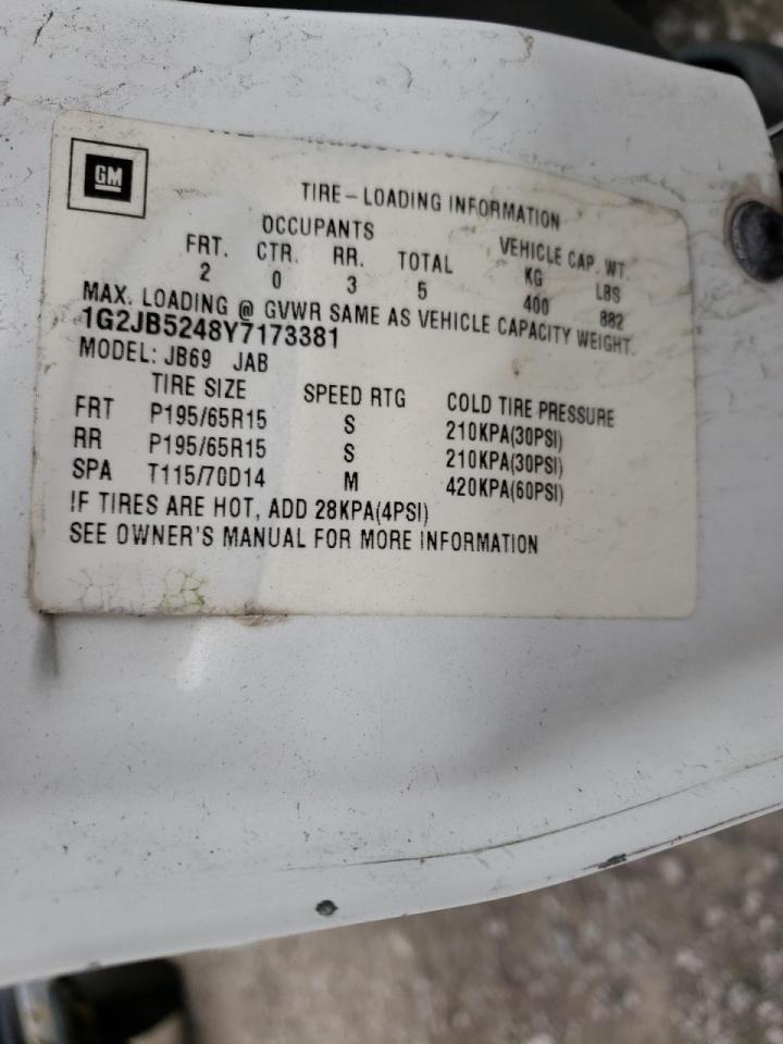 Photo 10 from auction – 2000 PONTIAC SUNFIRE SE with VIN 1G2JB5248Y7173381