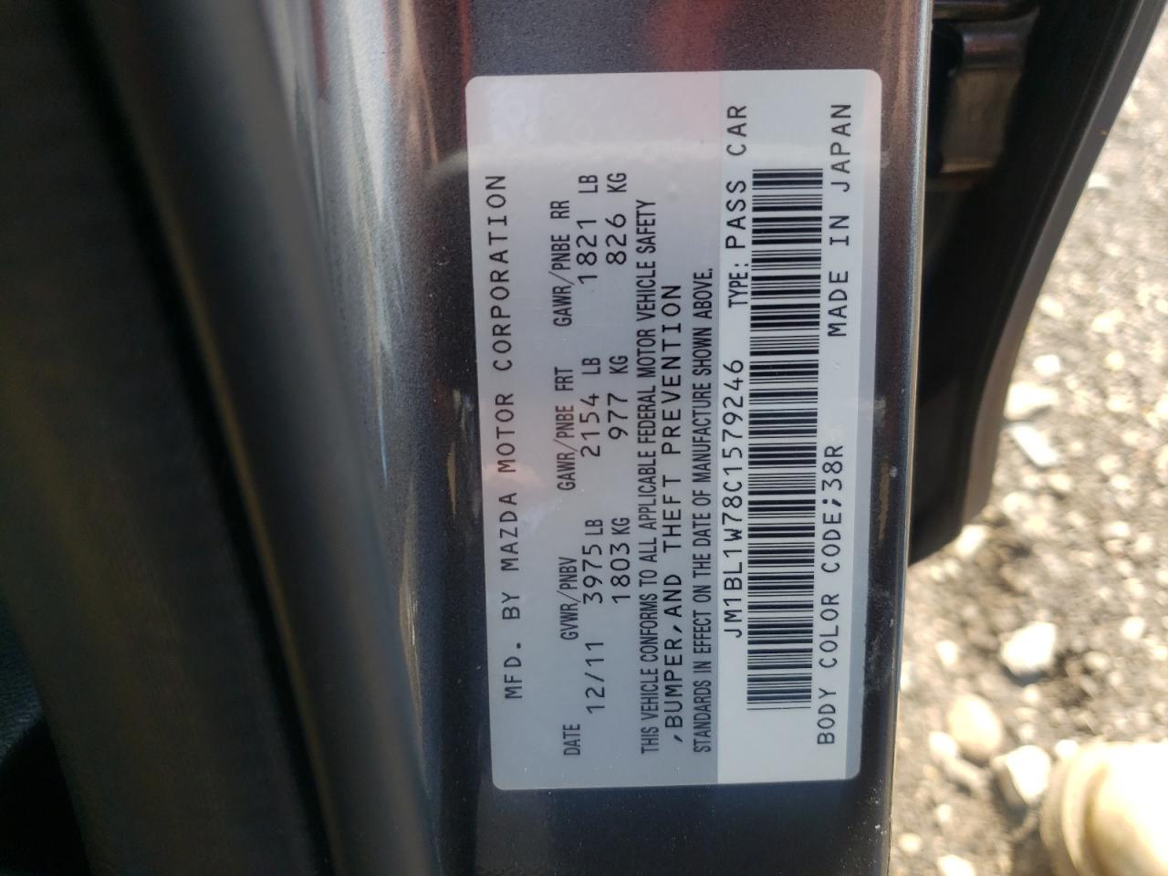 Photo 10 from auction – 2012 MAZDA 3 I with VIN JM1BL1W78C1579246