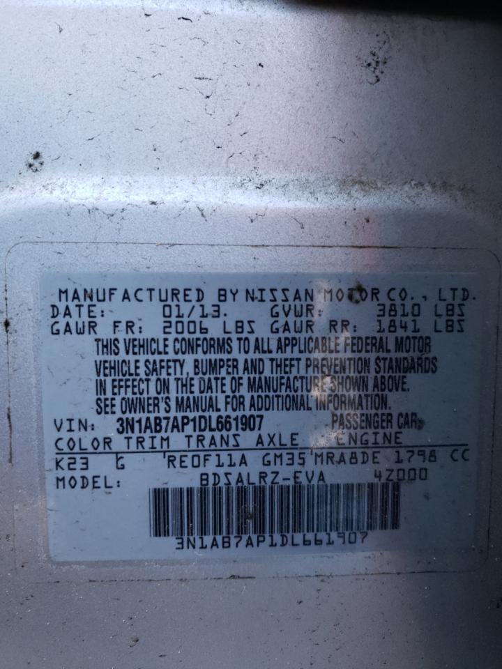 Photo 10 from auction – 2013 NISSAN SENTRA S with VIN 3N1AB7AP1DL661907