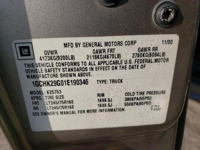 Photo 10 from auction – 2001 CHEVROLET SILVERADO with VIN 1GCHK29G01E190346