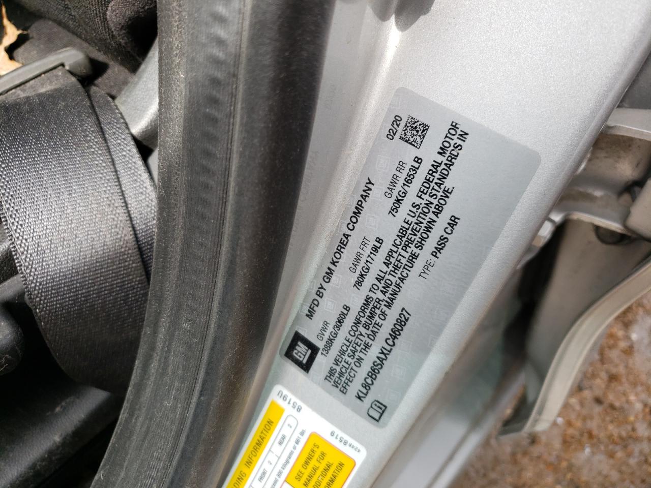 Photo 10 from auction – 2020 CHEVROLET SPARK LS with VIN KL8CB6SAXLC460827
