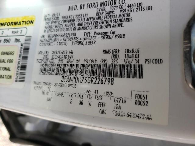 Photo 10 from auction – 2016 FORD FUSION SE with VIN 3FA6P0H75GR226798